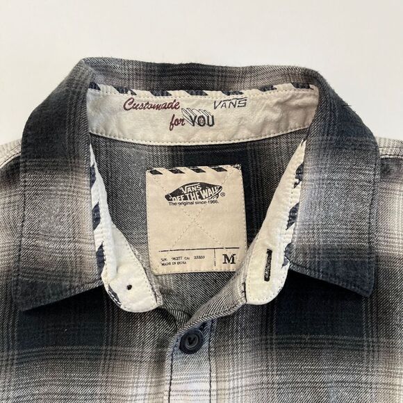 Vans Off The Wall Black Plaid Long Sleeve Button Down Shirt Vans Plaid Shirt 209 - Picture 6 of 11